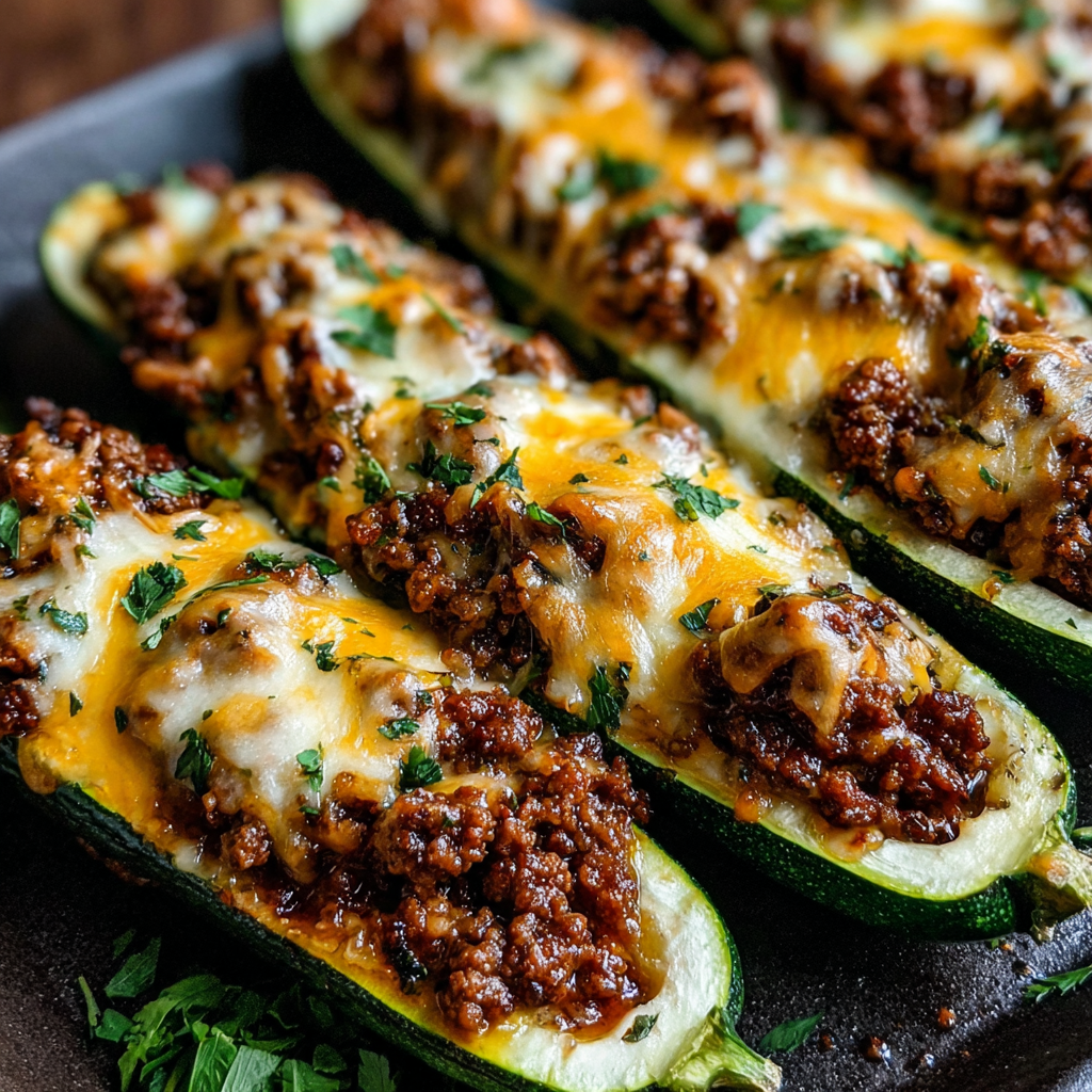 Ground Beef Zucchini Boats recipe