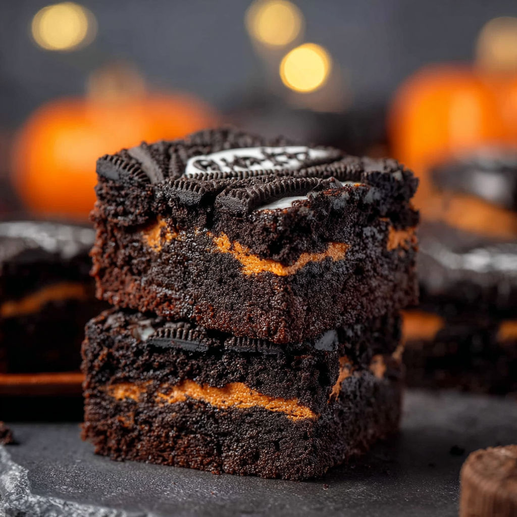 Halloween Oreo Stuffed Brownies recipe
