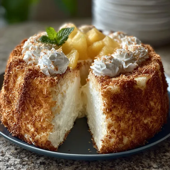 Heavenly Pineapple Angel Food Cake recipe