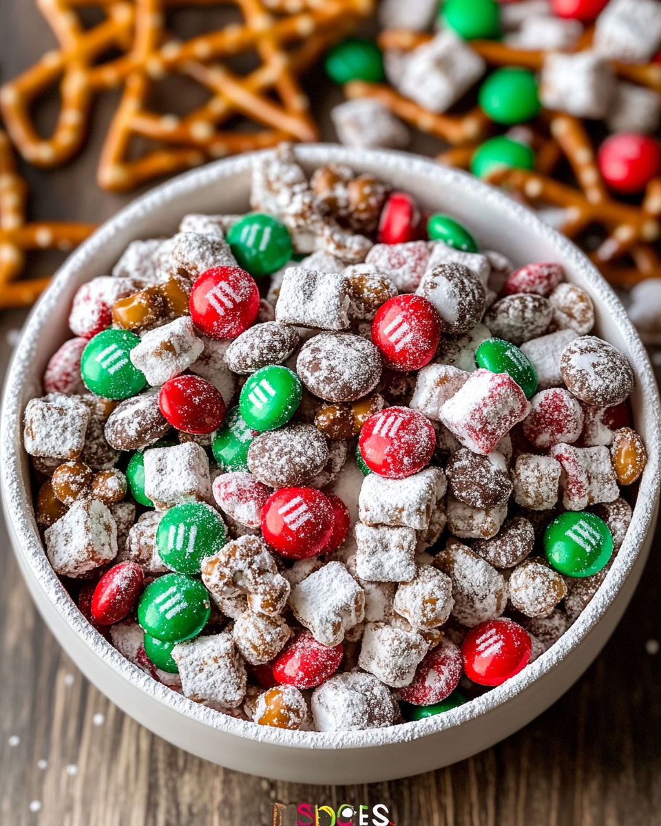 Holiday Puppy Chow M&Ms recipe