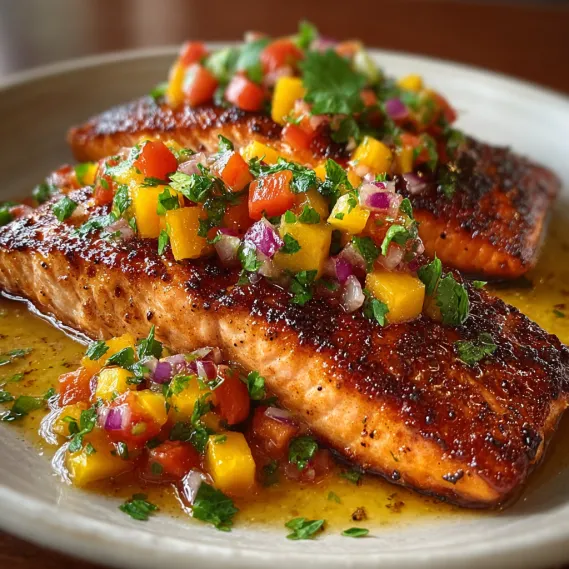 Honey Garlic Butter Salmon Peach recipe