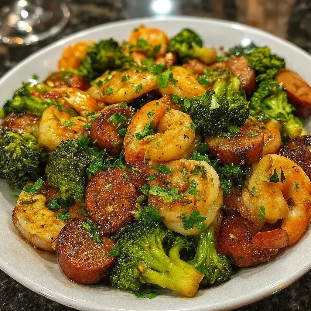 Honey Garlic Shrimp Sausage Broccoli recipe
