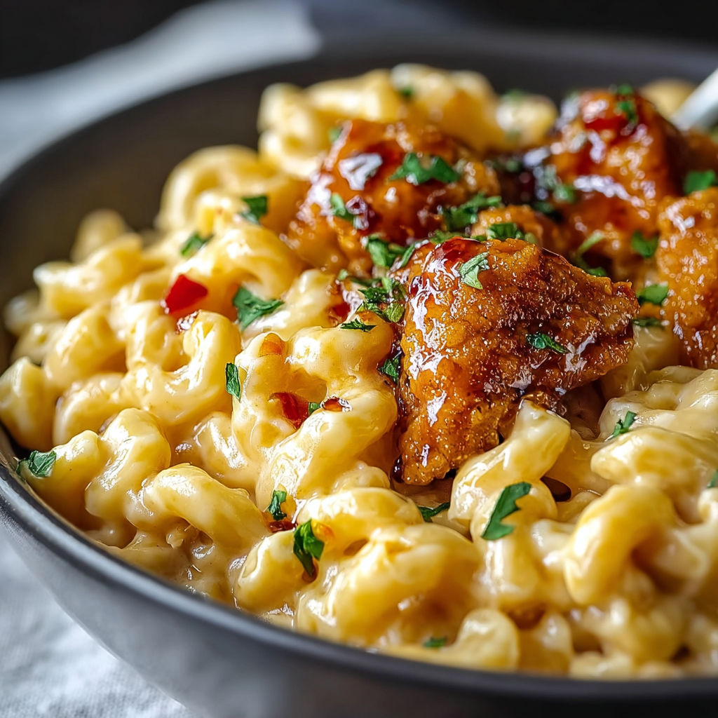 Honey Pepper Chicken Mac Cheese recipe