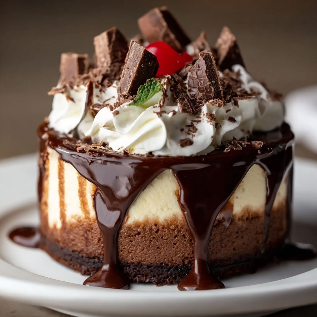 Hot Fudge Sundae Brownie Cheesecake recipe