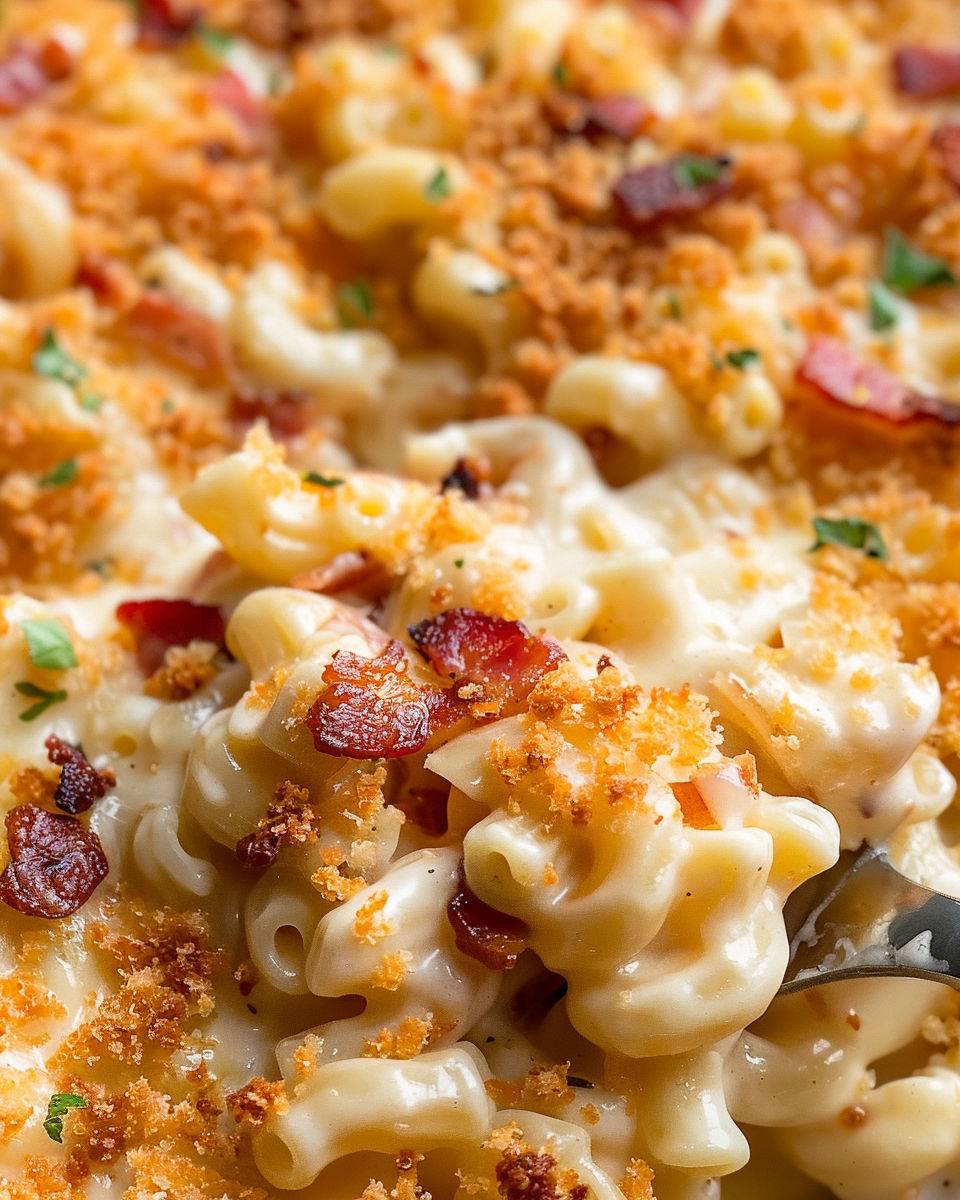 Macaroni Cheese with Turkey Bacon recipe