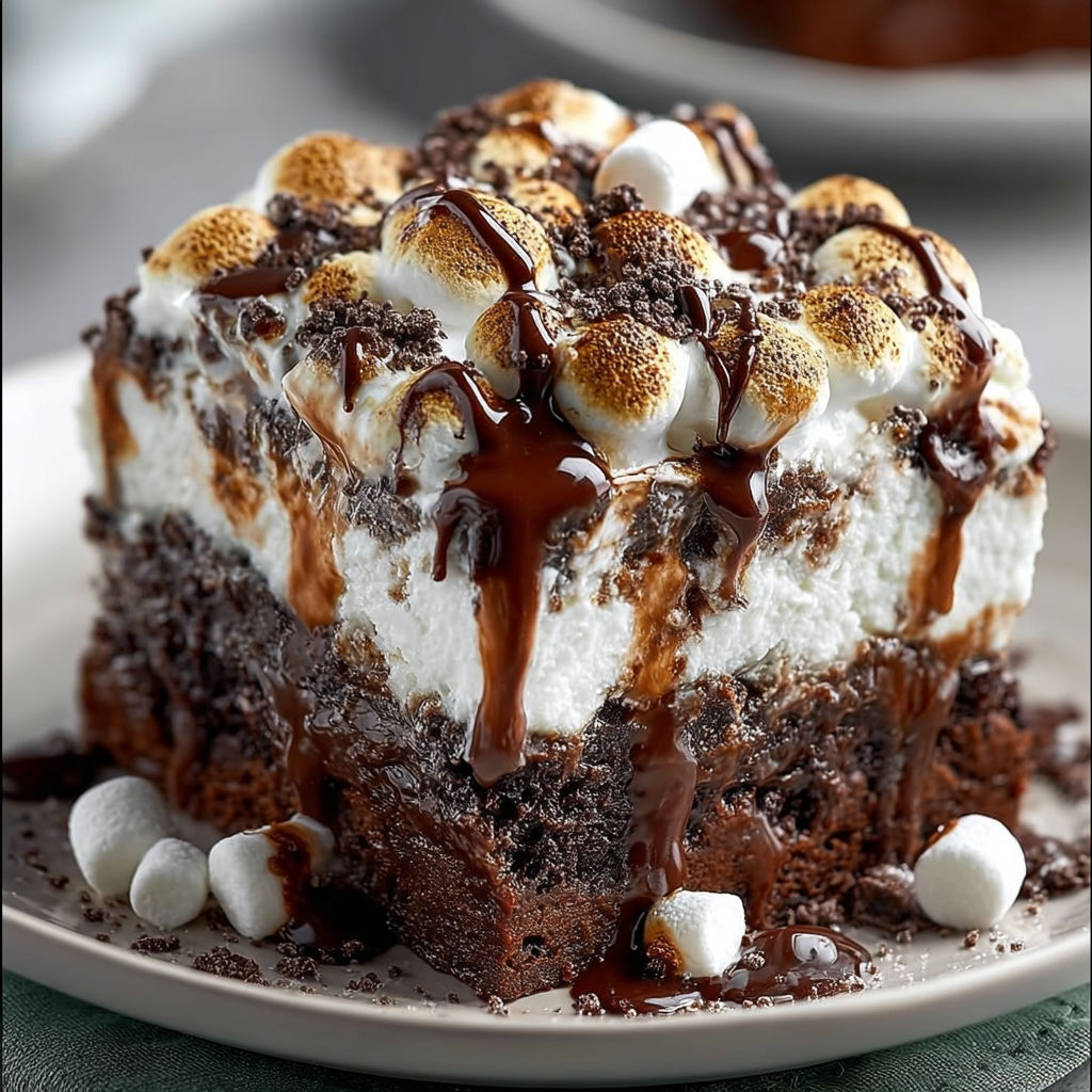 Marshmallow Chocolate Poke Cake recipe