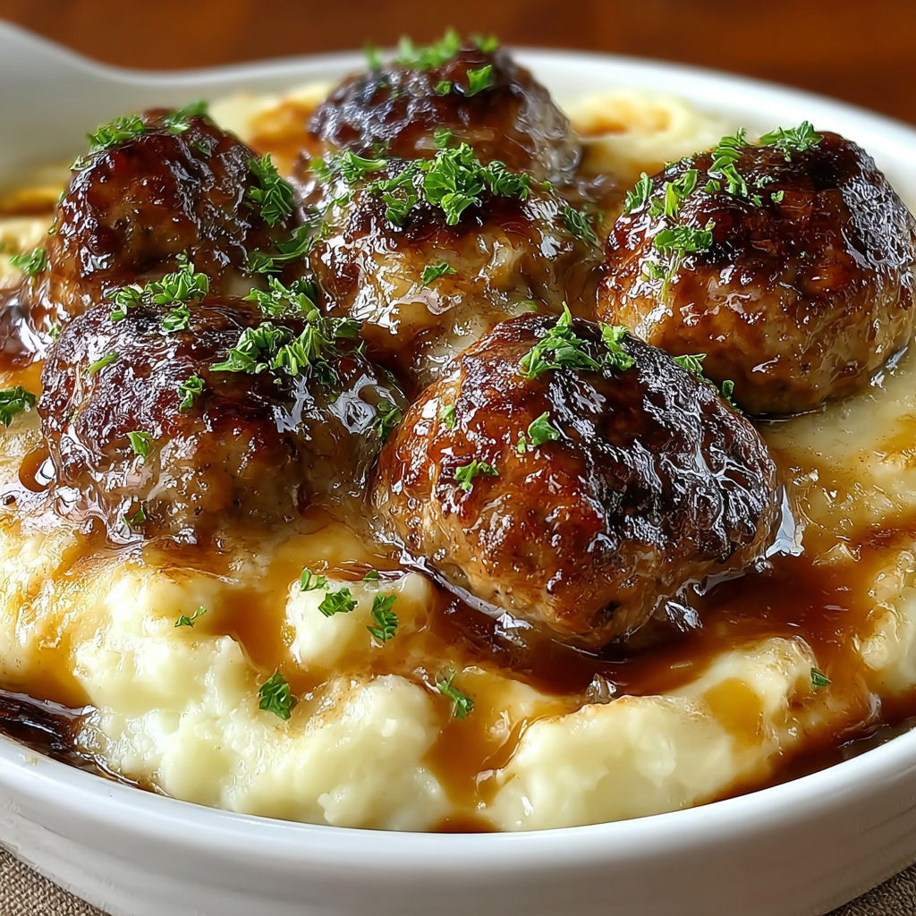 Meatball and Mashed Potato Bake recipe
