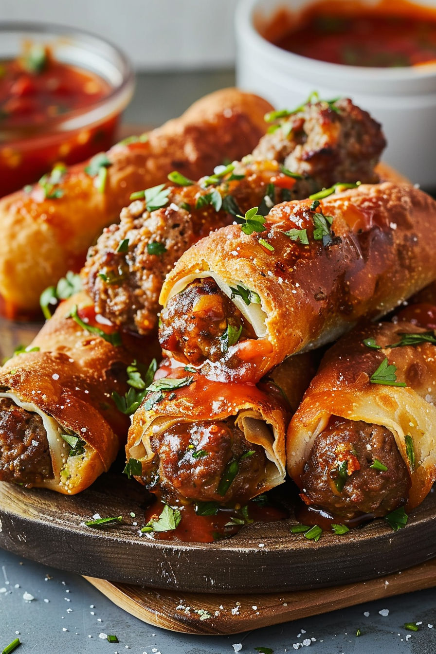 Meatball Sub Egg Rolls recipe