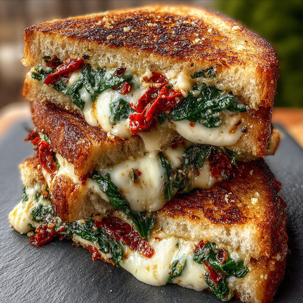 Mediterranean Spinach Grilled Cheese recipe