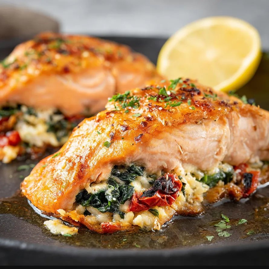 Mediterranean Stuffed Salmon recipe