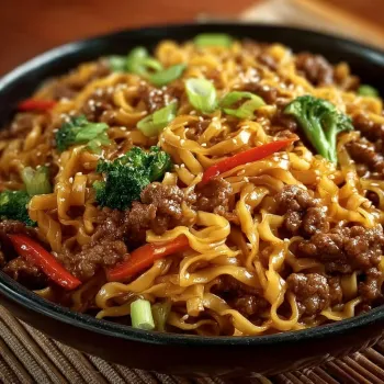 Mongolian Ground Beef Noodles recipe