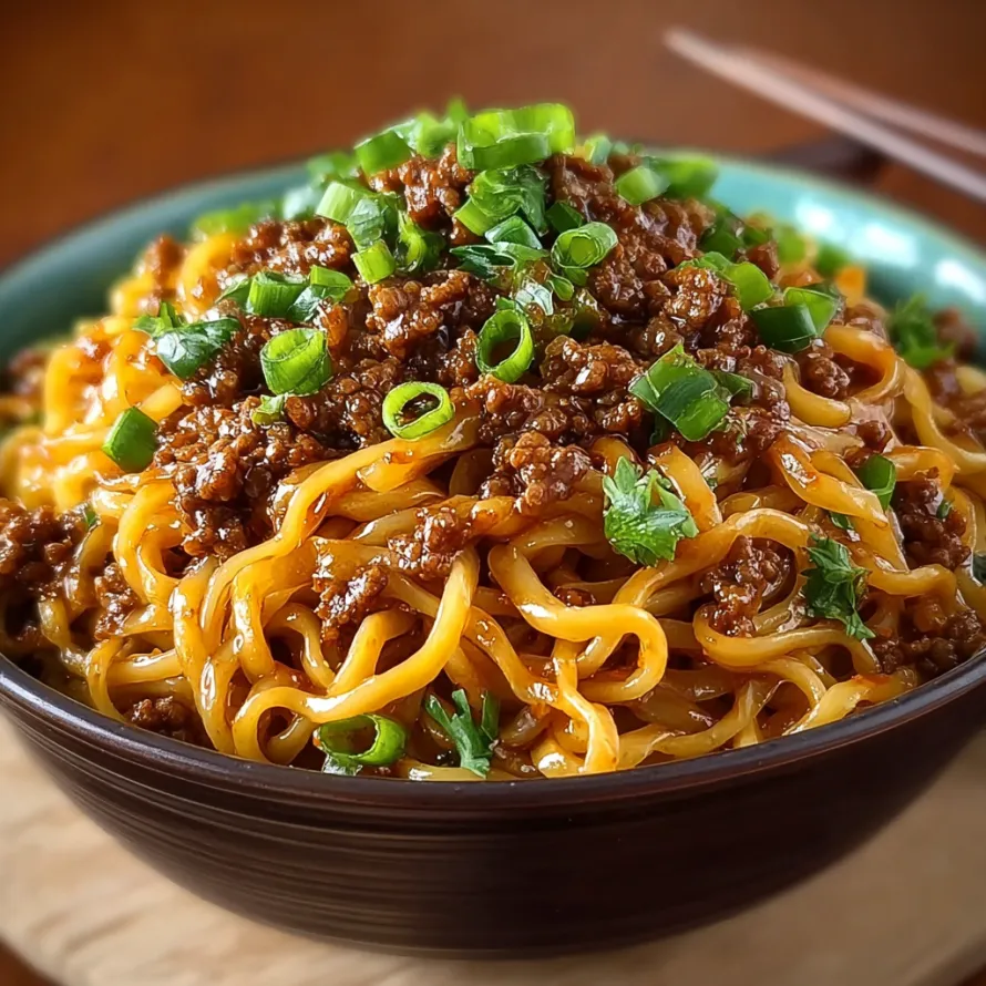 Mongolian Ground Beef Noodles recipe