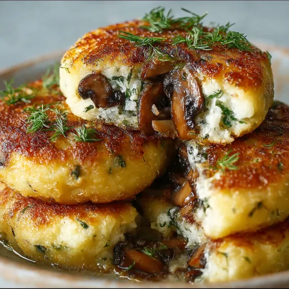 Mushroom Stuffed Potato Cakes recipe