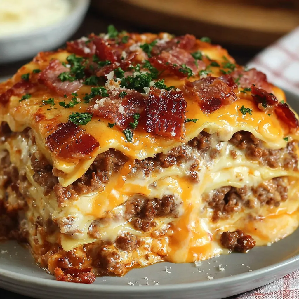 Parmesan Garlic Bacon Lasagna recipe