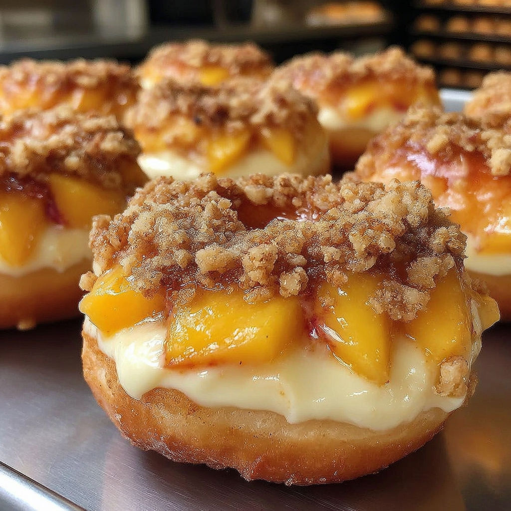 Classic Peach Cobbler Cheesecake Donuts recipe