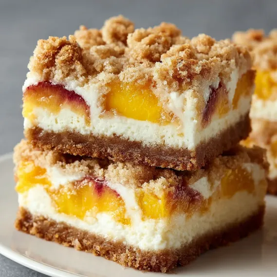 Peaches Cream Cobbler Cheesecake Bars recipe