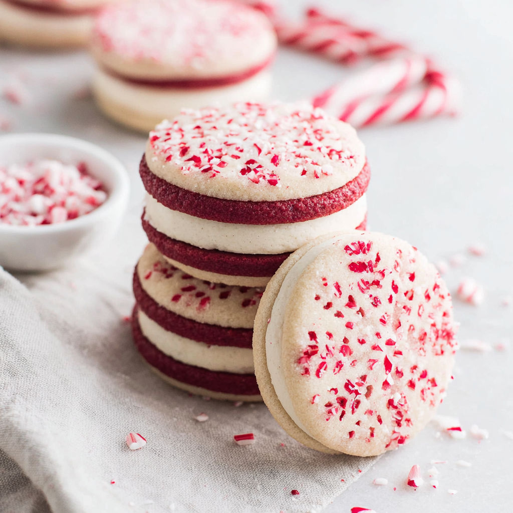 Festive Peppermint Cookie Sandwiches recipe
