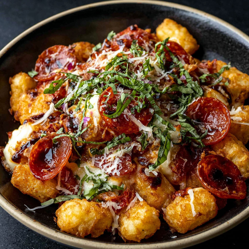 Pepperoni Pizza Totchos Bake recipe