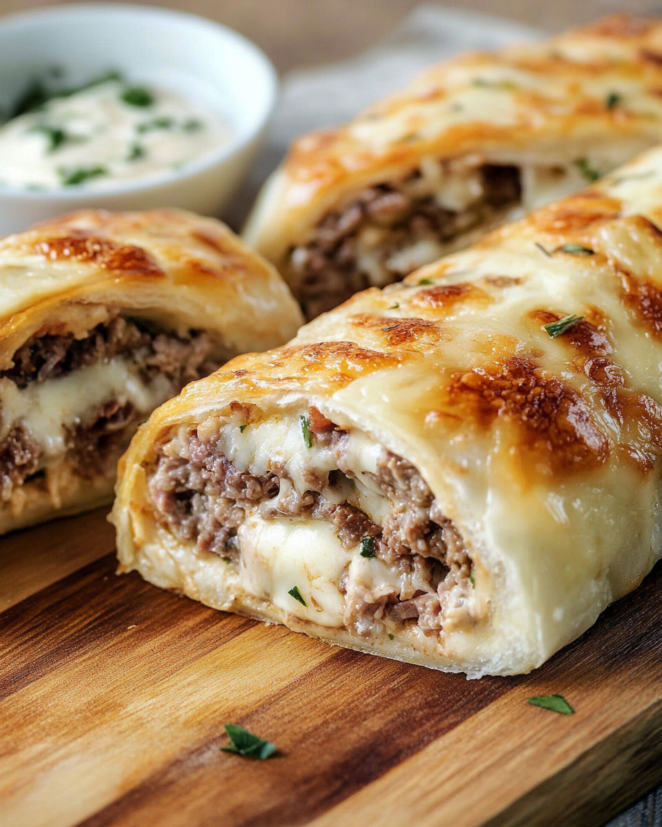 Philly Cheesesteak Stromboli Bake recipe