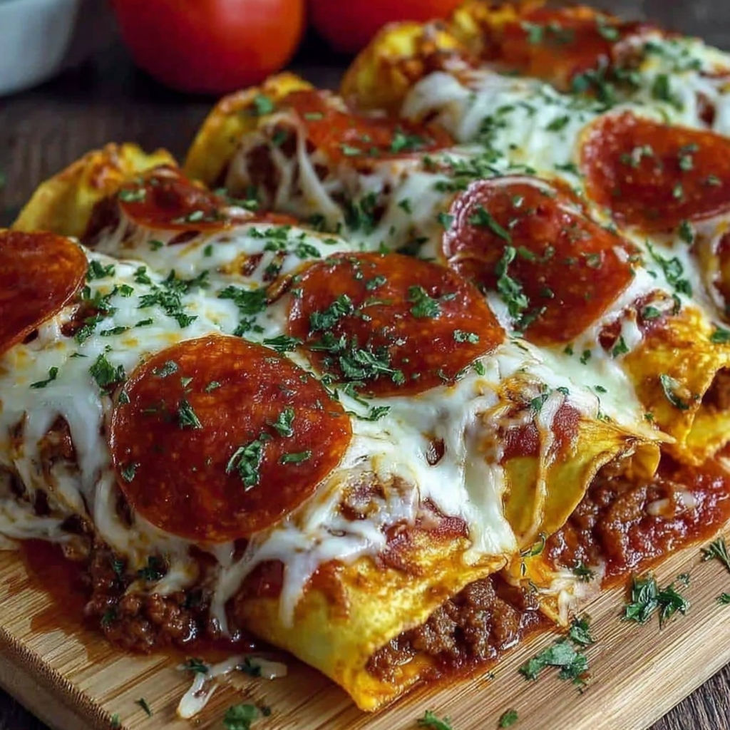 Pizza Enchiladas Pepperoni Beef recipe
