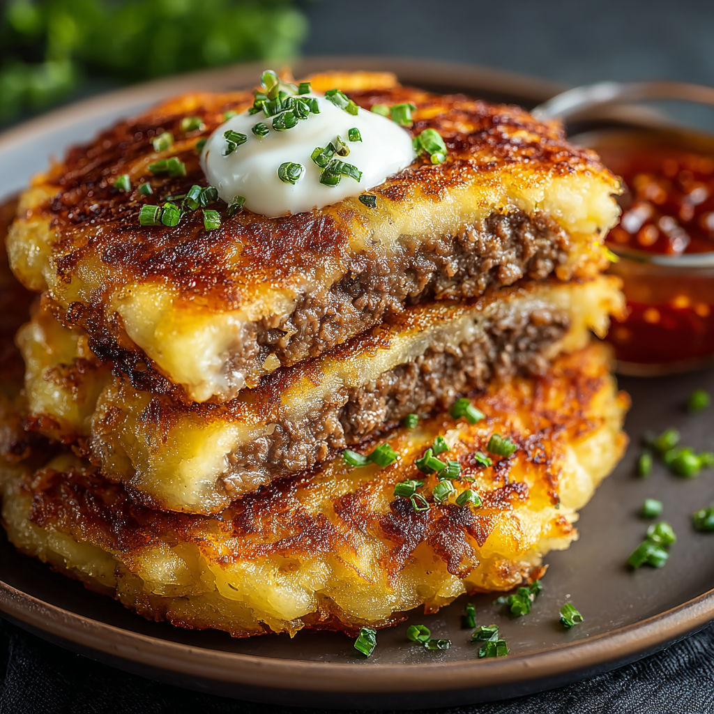 Potato Pancakes Savory Beef Cheese recipe