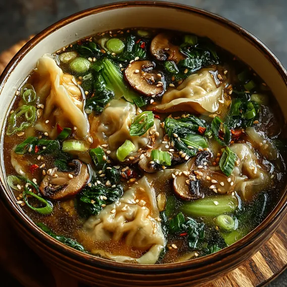 Potsticker Mushroom Bok Choy Soup recipe
