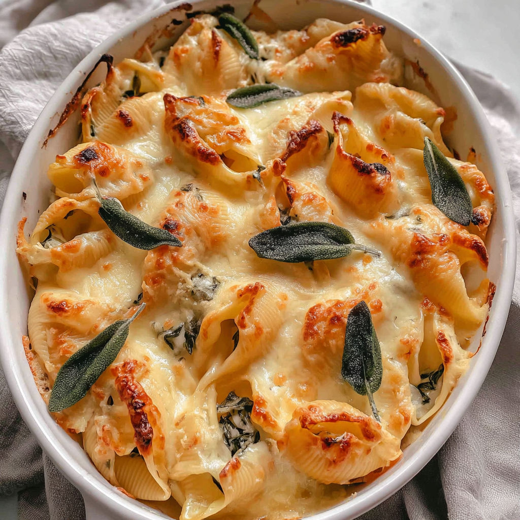 Pumpkin Gouda Stuffed Shells Alfredo recipe