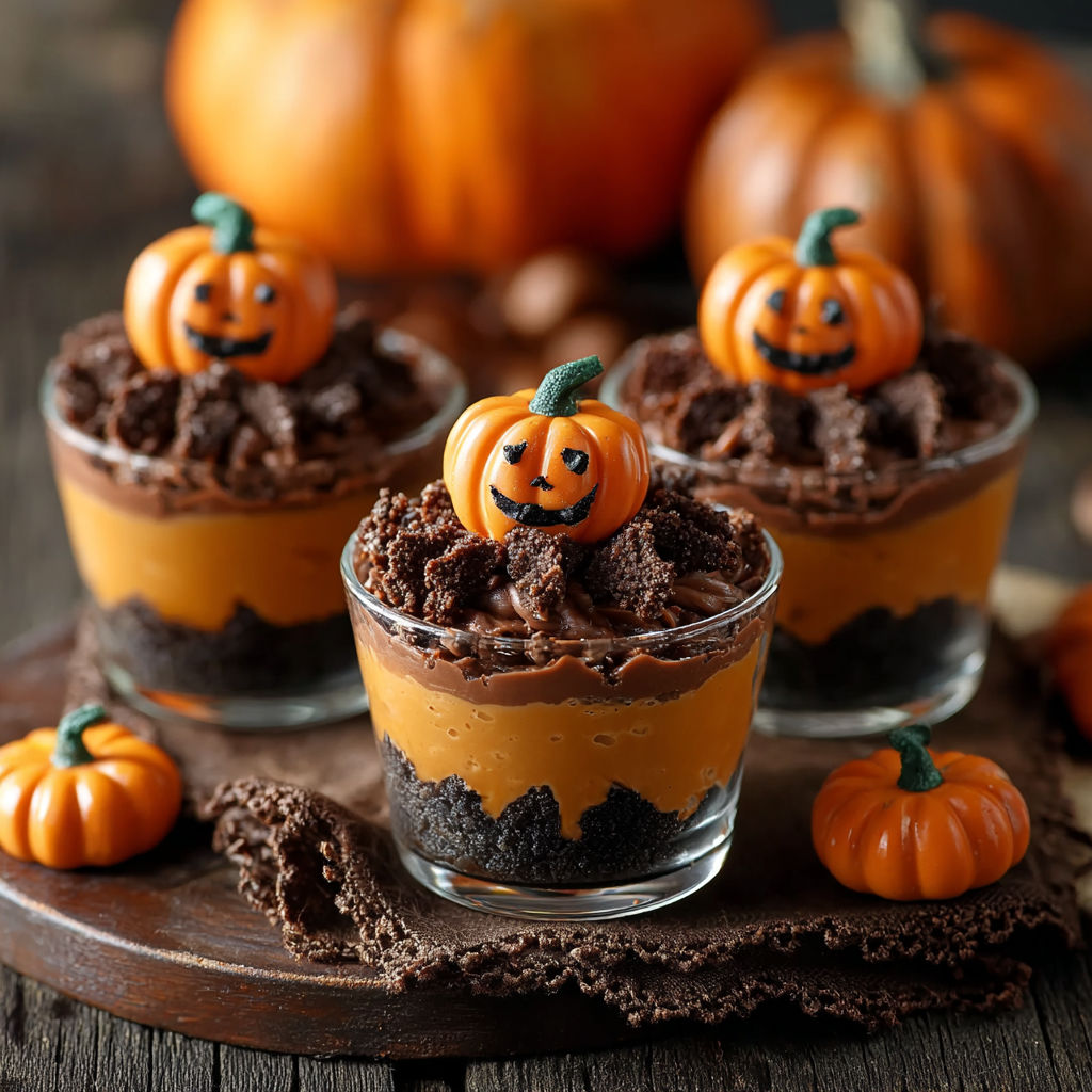 Pumpkin Patch Dirt Cups Halloween recipe