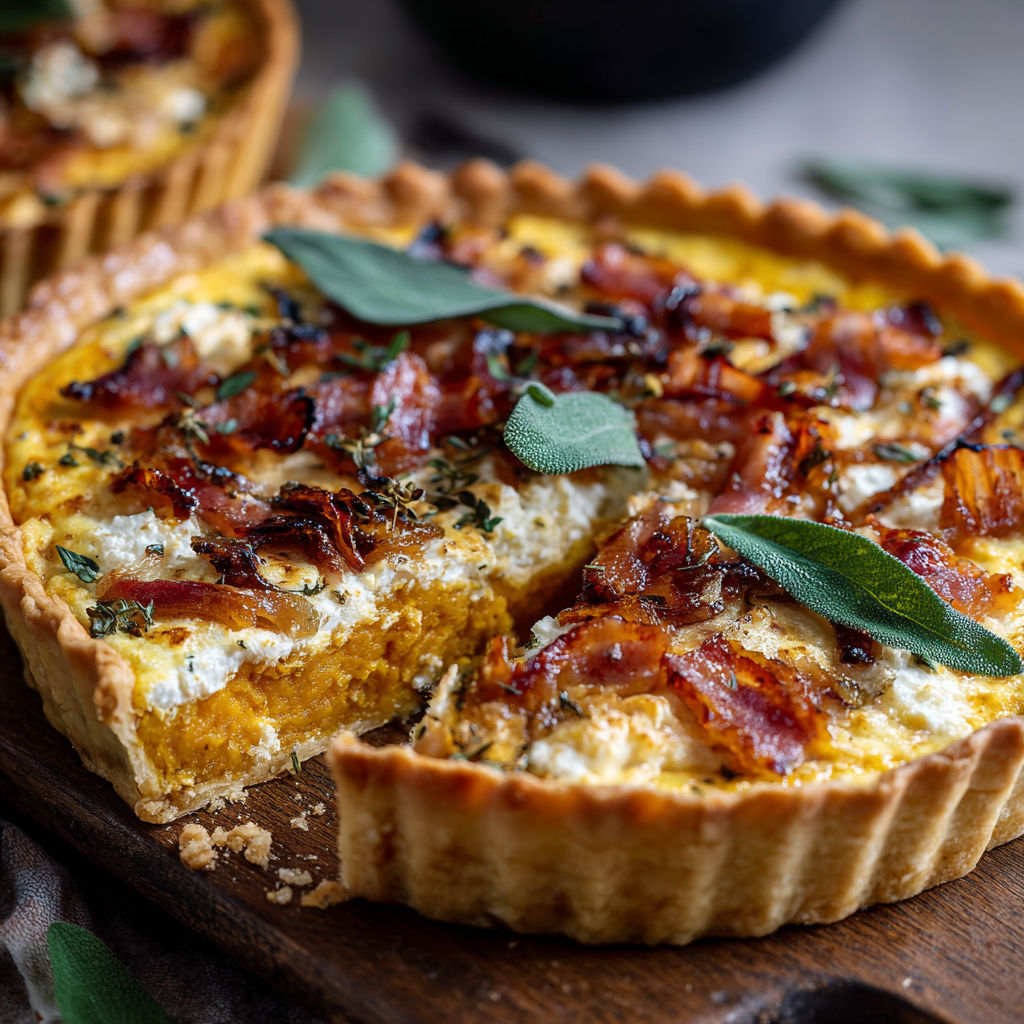 Pumpkin Ricotta Caramelized Onion Tart recipe