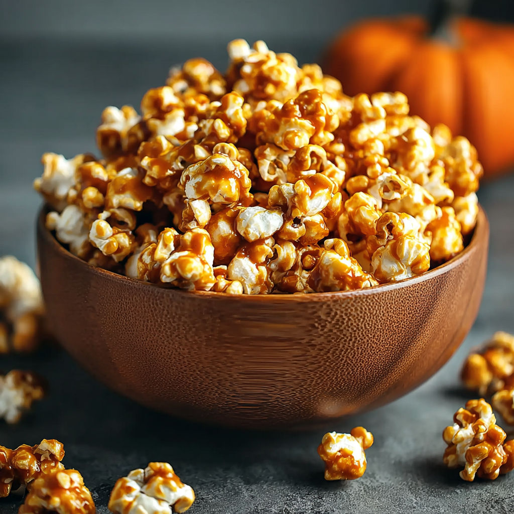 Pumpkin Spice Caramel Popcorn recipe