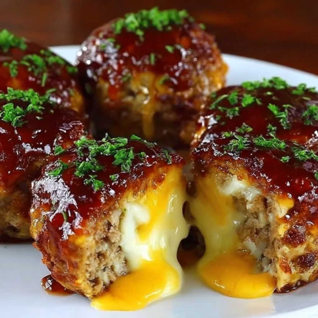 Cheesy Stuffed Meatloaf Bites recipe