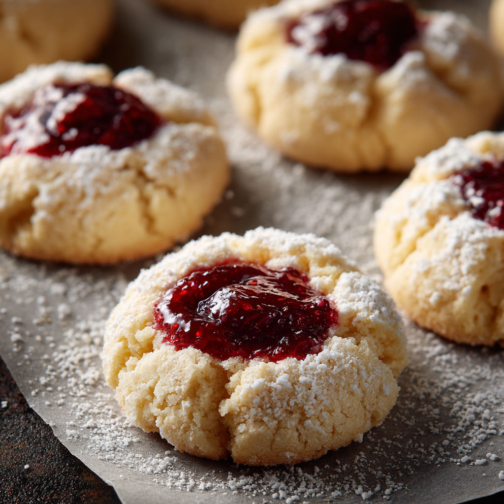 Raspberry-Filled Almond Snow Cookies recipe