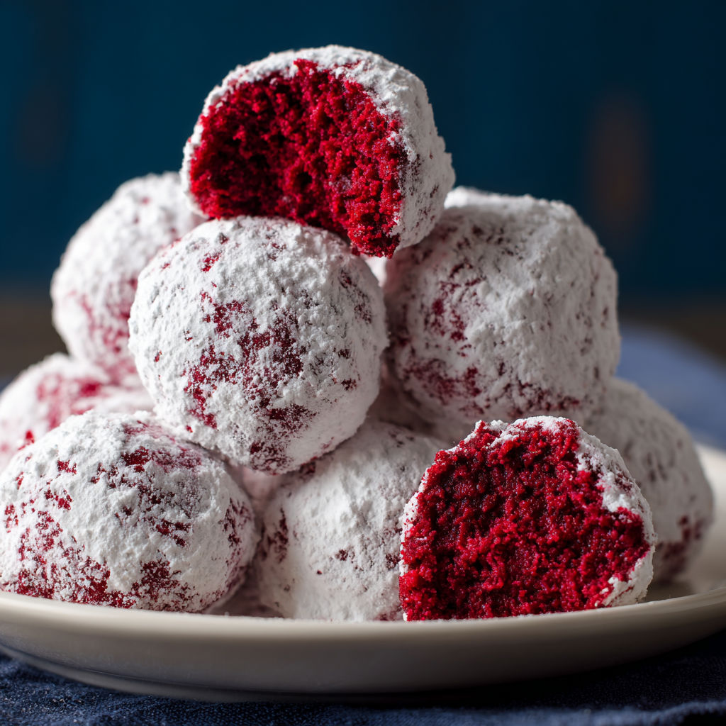 Red Velvet Snowballs Festive Cookies recipe
