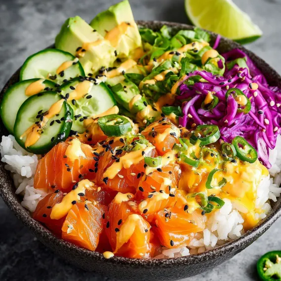 Salmon Poke Bowl Fresh Mango recipe