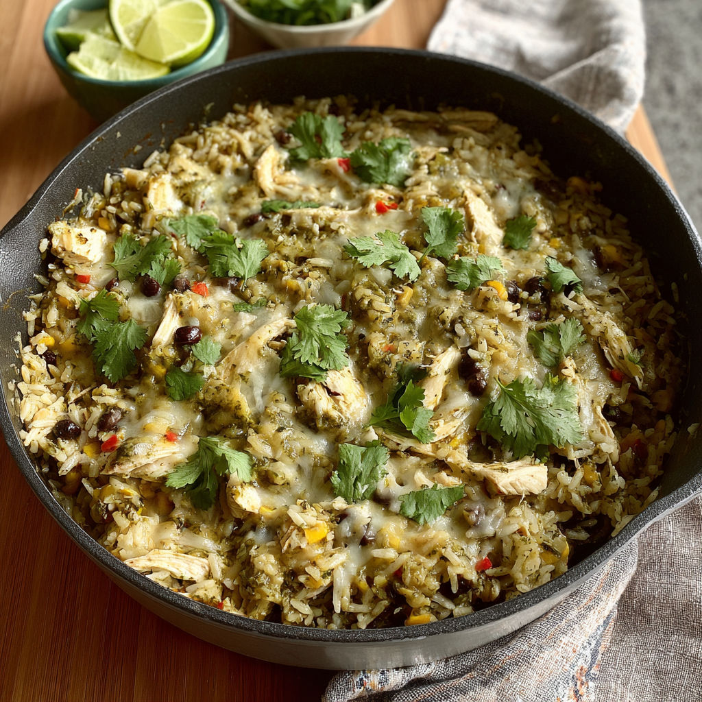 Salsa Verde Chicken Rice Skillet recipe