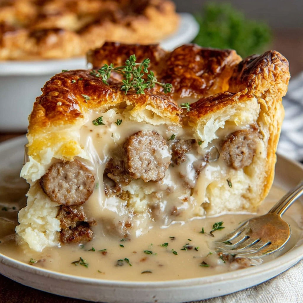 Sausage Gravy Biscuit Pie recipe