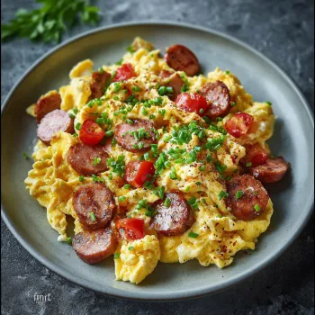 Scrambled Eggs with Kielbasa recipe