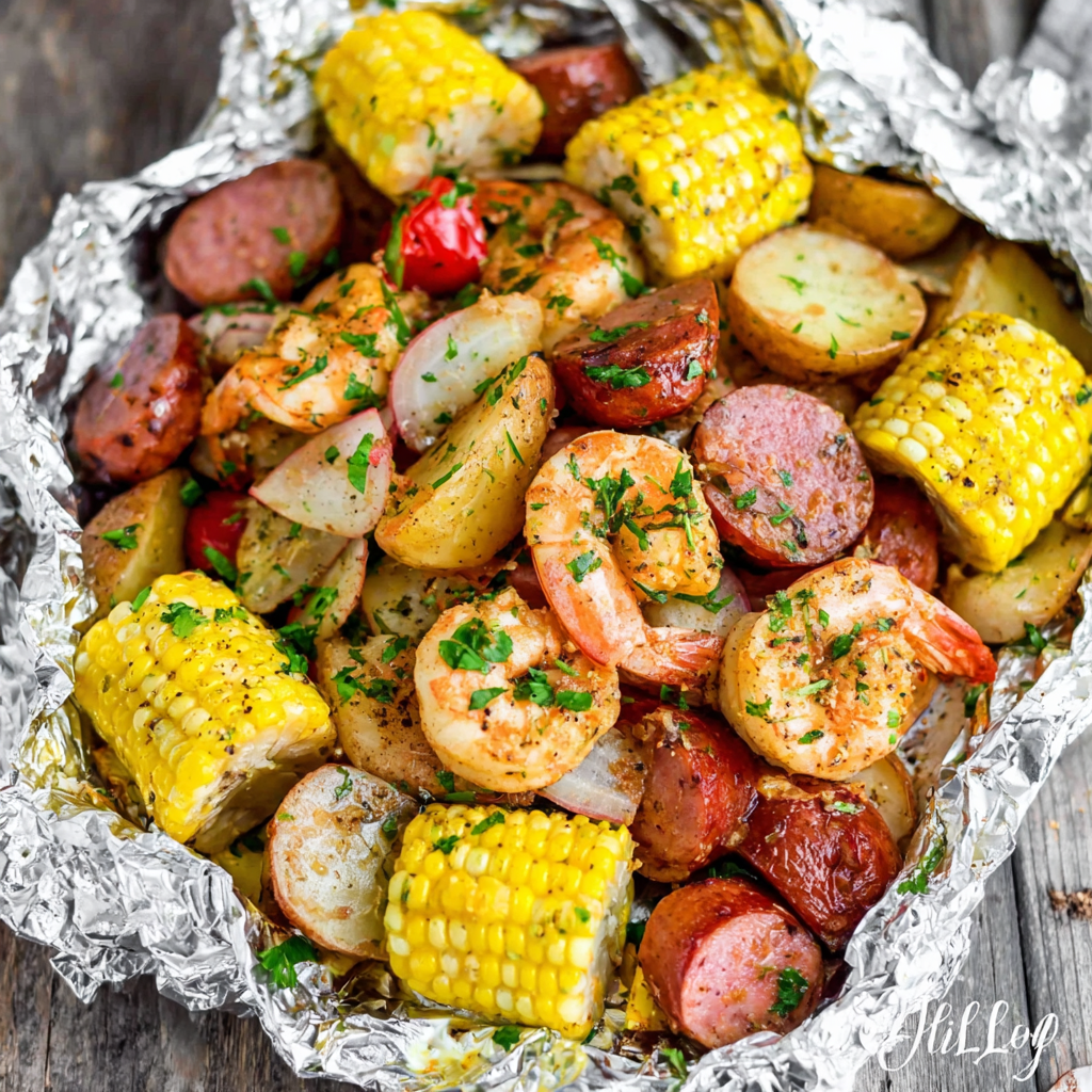Shrimp Corn Potato Sausage Pack recipe