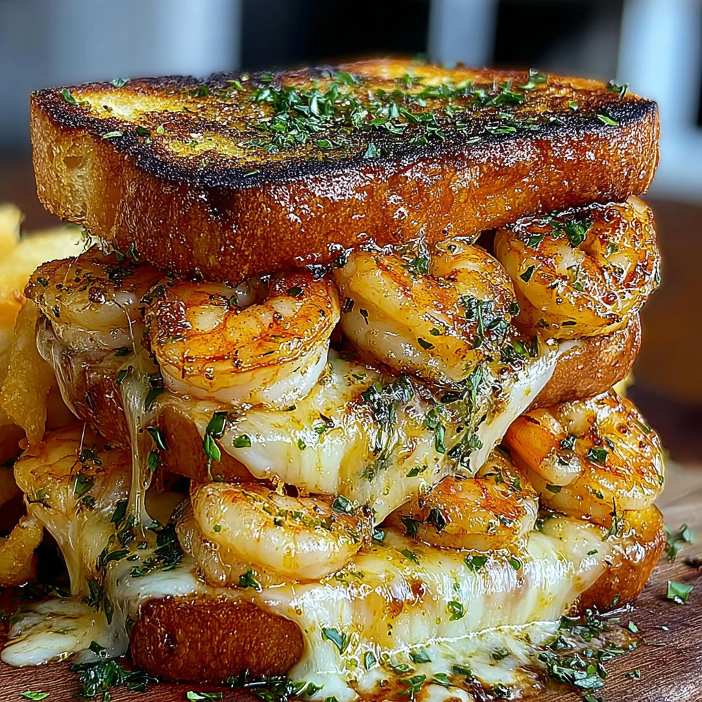 Shrimp Grilled Cheese Garlic Bread recipe