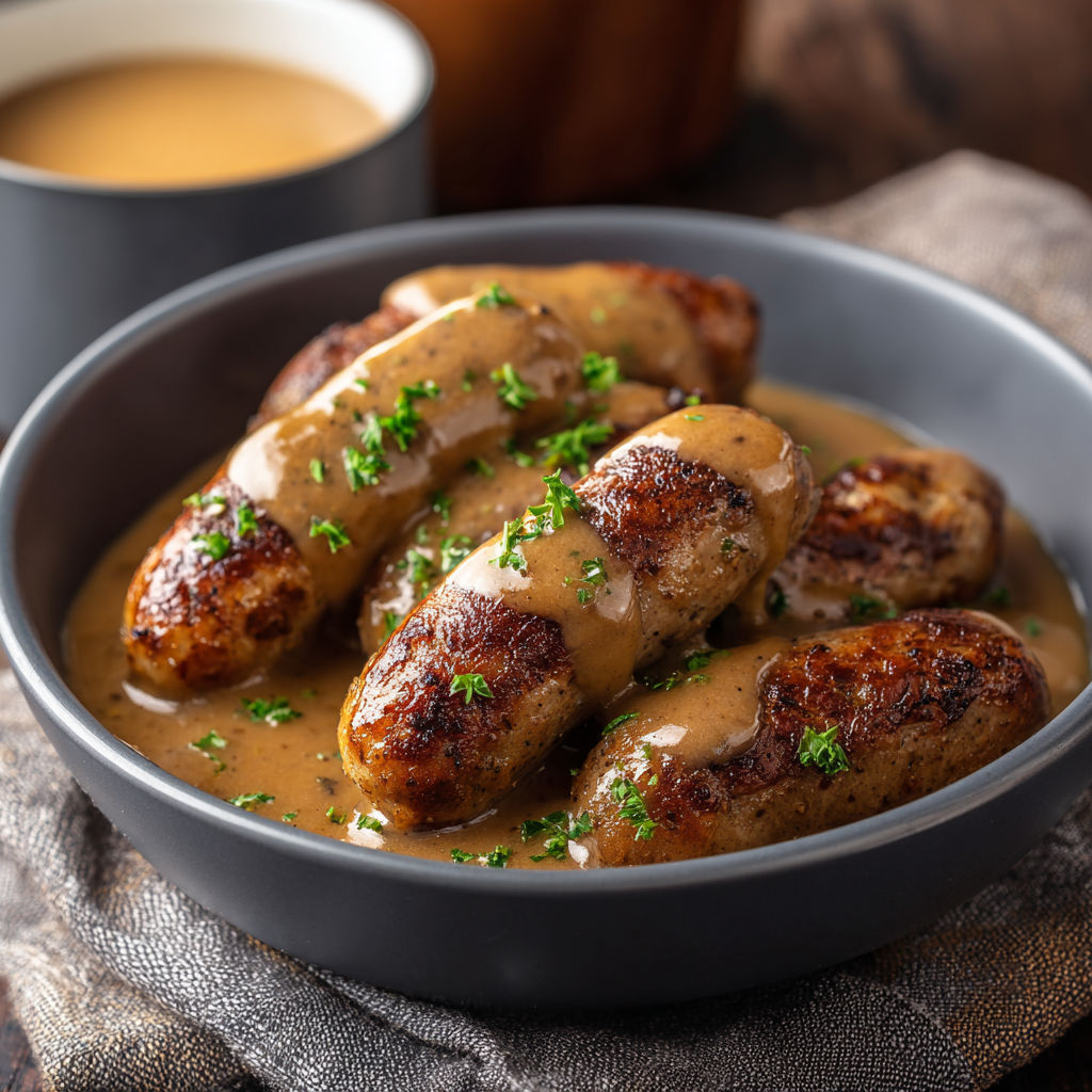 Slow Cooker Brown Gravy Bangers recipe
