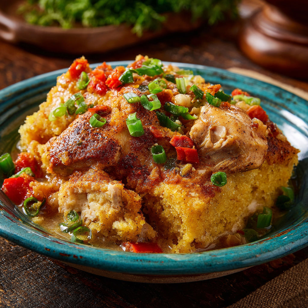 Smothered Cajun Chicken Cornbread recipe