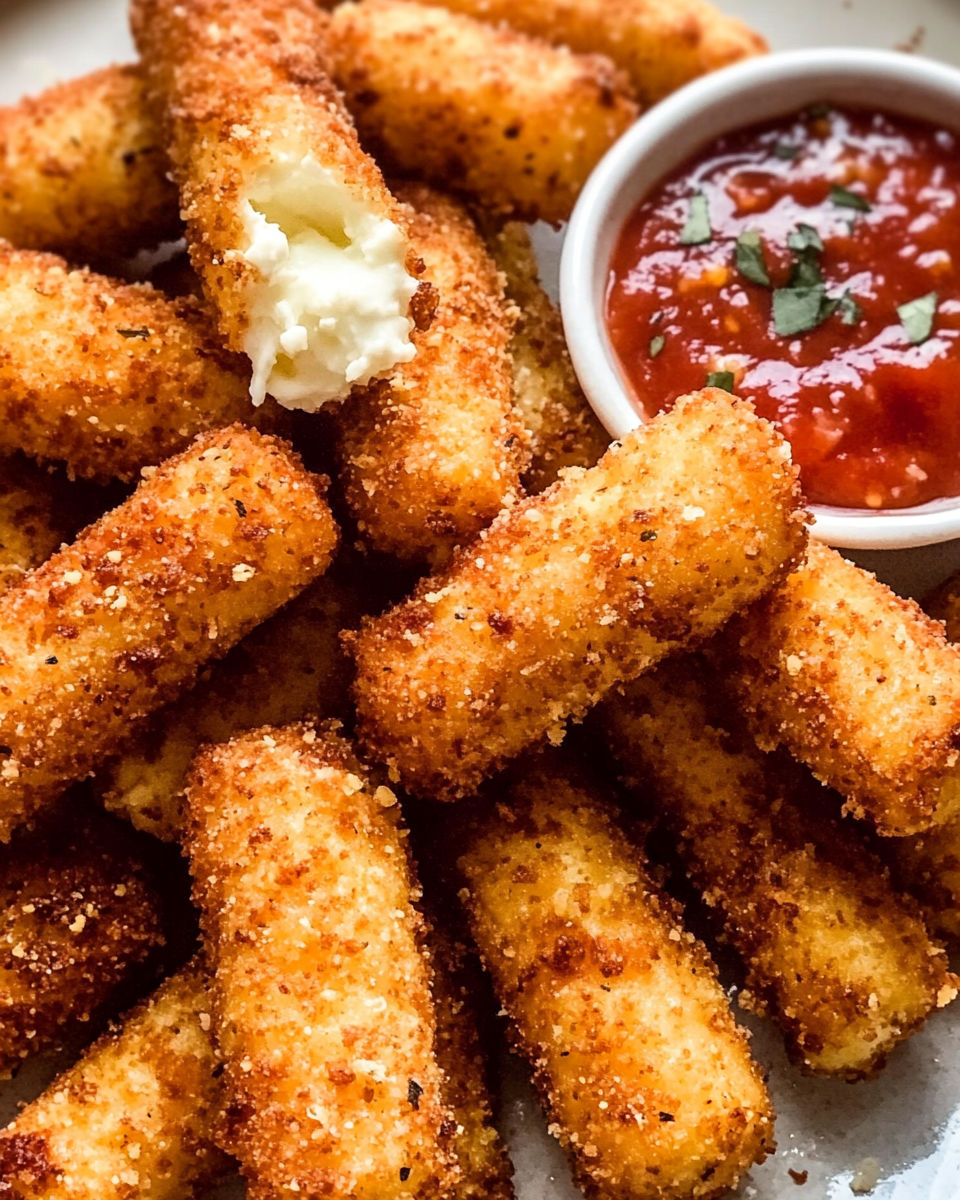 Spicy Cheesy Mozzarella Sticks recipe