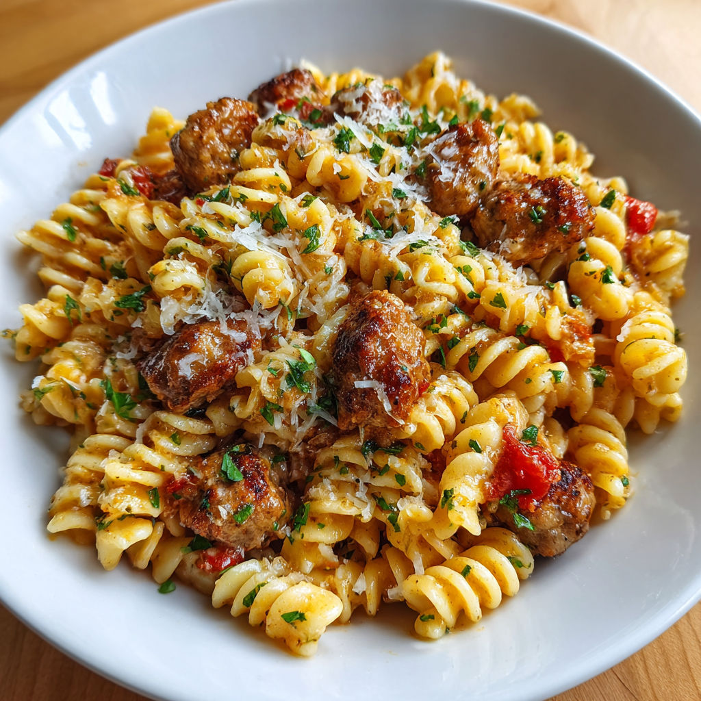 Spicy Rotini Sausage Garlic Parmesan recipe