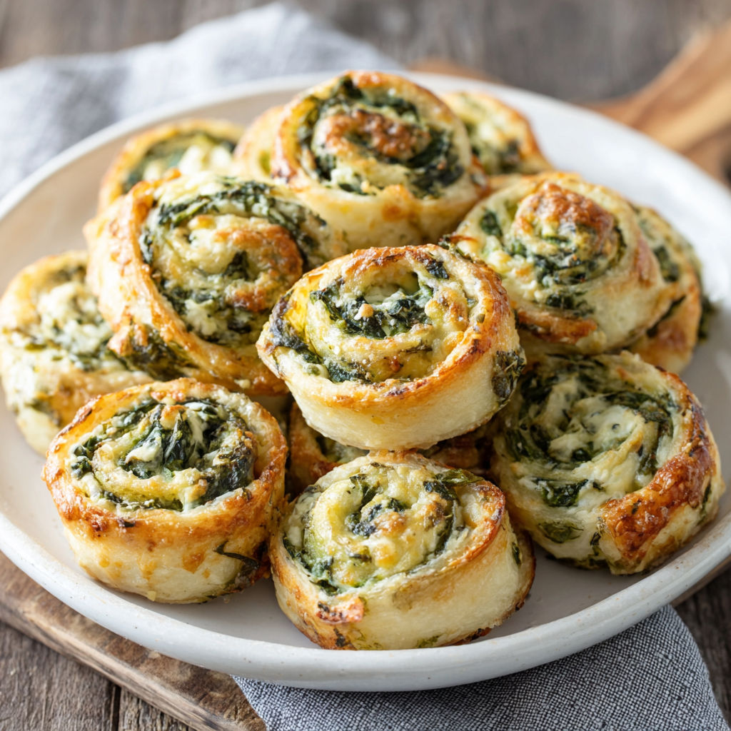 Spinach Dip Pinwheels Appetizers recipe