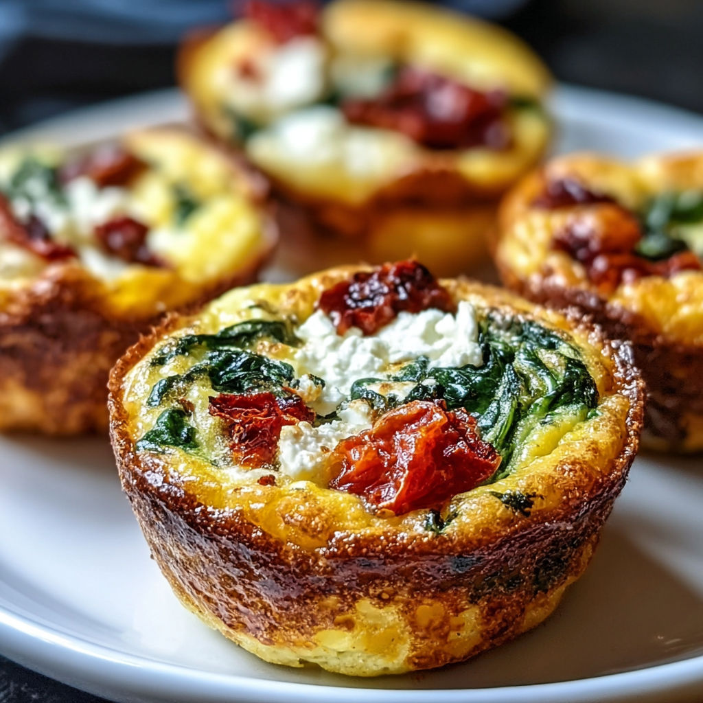 Spinach Feta Sun-Dried Muffins recipe