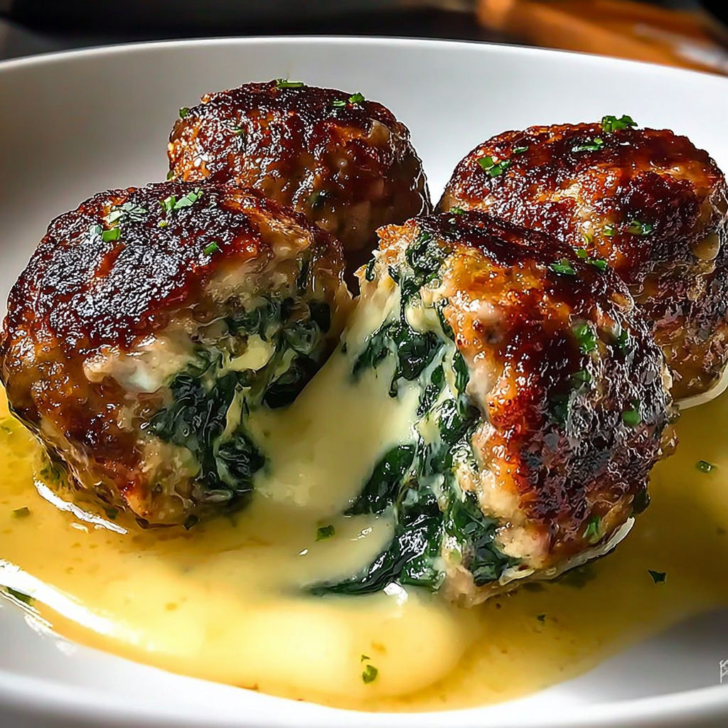 Spinach Garlic Mozzarella Meatballs recipe
