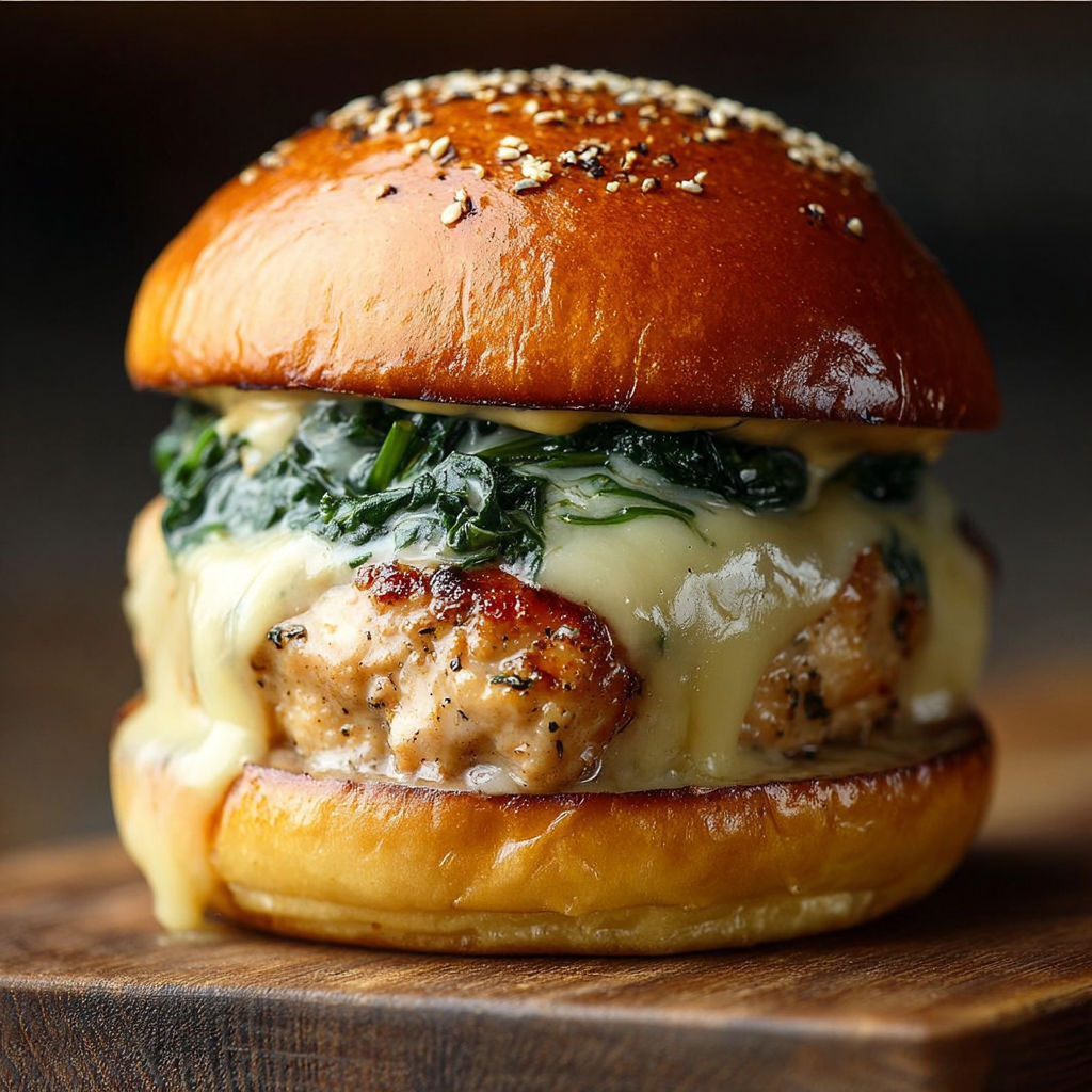 Spinach White Cheddar Chicken Burgers recipe