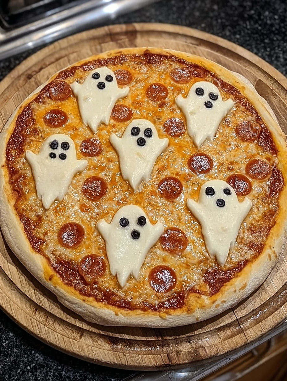 Spooky Ghost Cheese Pizza recipe