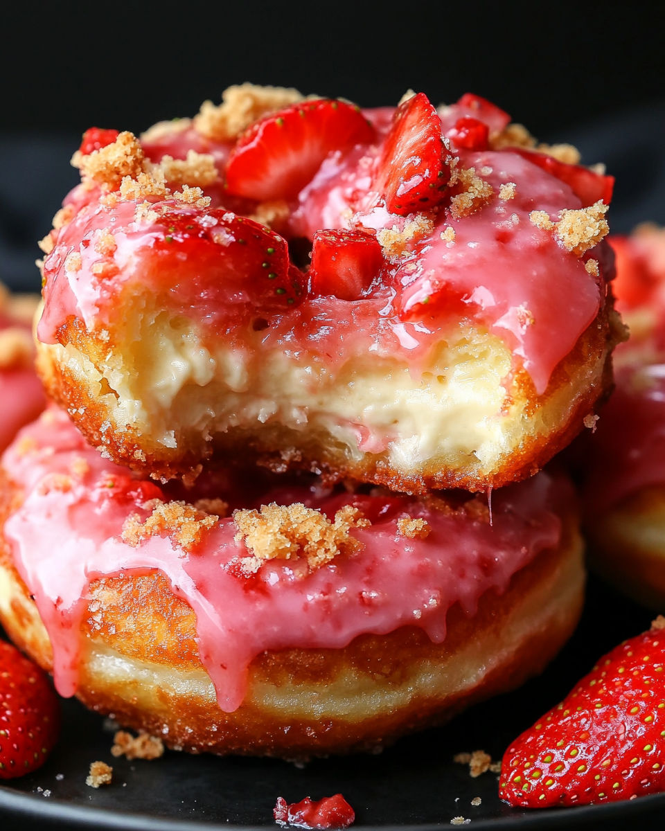 Strawberry Cheesecake Stuffed Donuts recipe