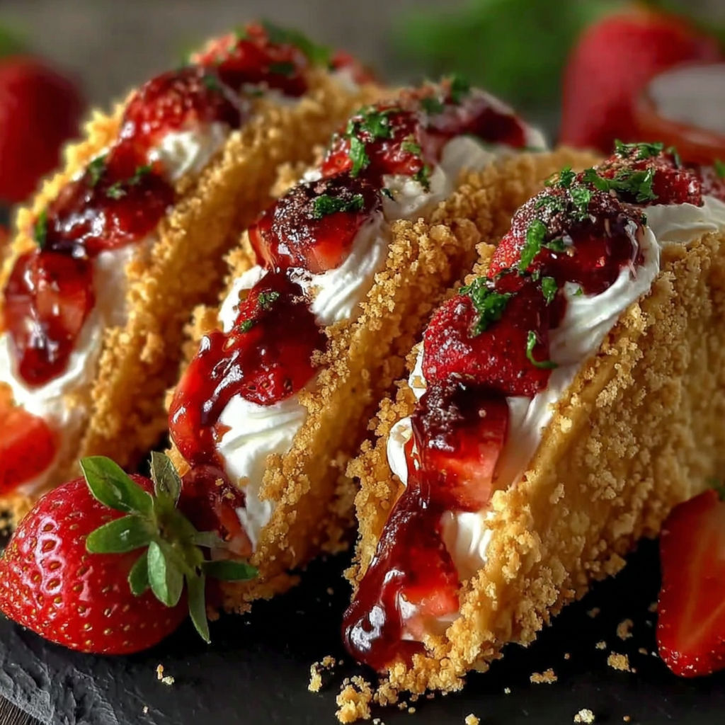 Strawberry Crunch Cheesecake Tacos recipe